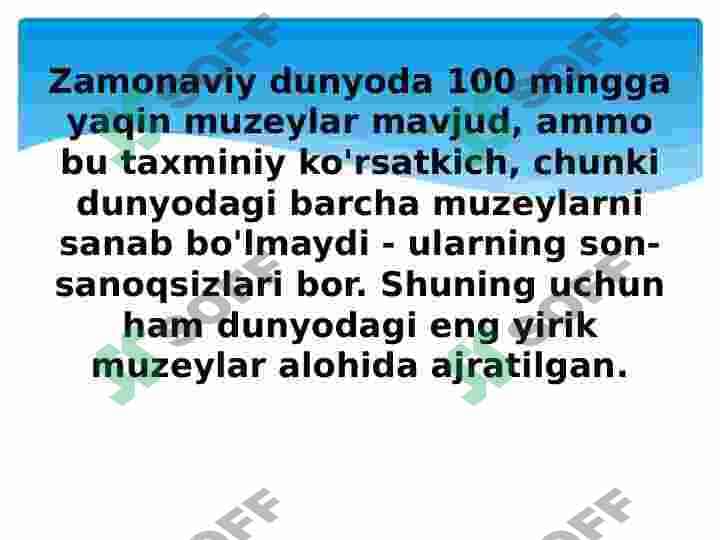 DUNYO MUZIYLARI 2