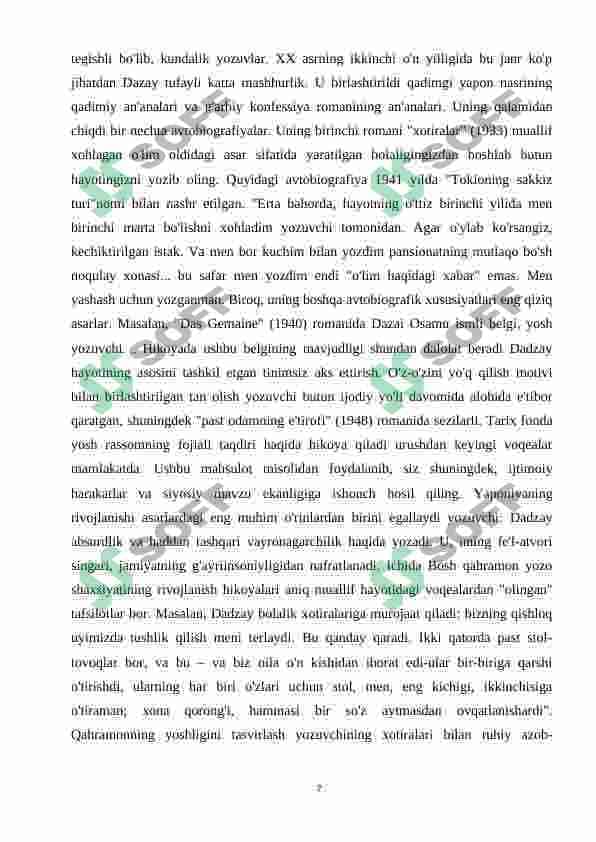 Dazay Osamuning Yapon adabiyotiga qo’shgan xissasi 7