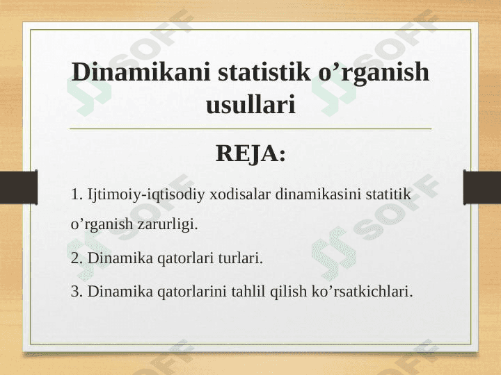 Dinamikani statistik o’rganish usullari 1