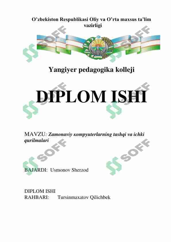 Zamonaviy кompyuterlarning tashqi va ichki qurilmalari 1