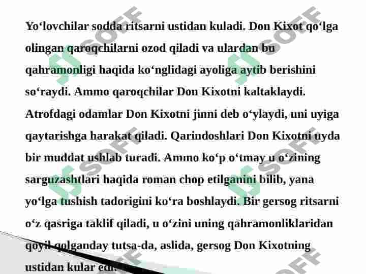 Donkixot asari haqida 8