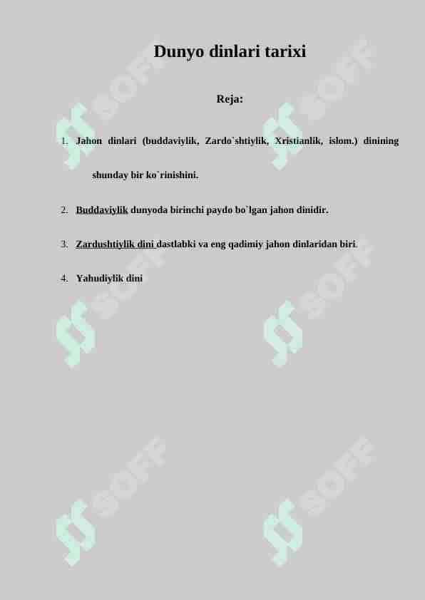 Dunyo dinlari tarixi