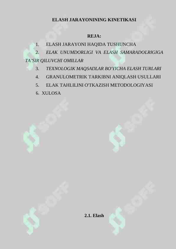 ELASH JARAYONINING KINETIKASI