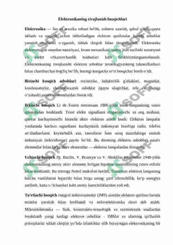 Elektronikaning rivojlanishi 4