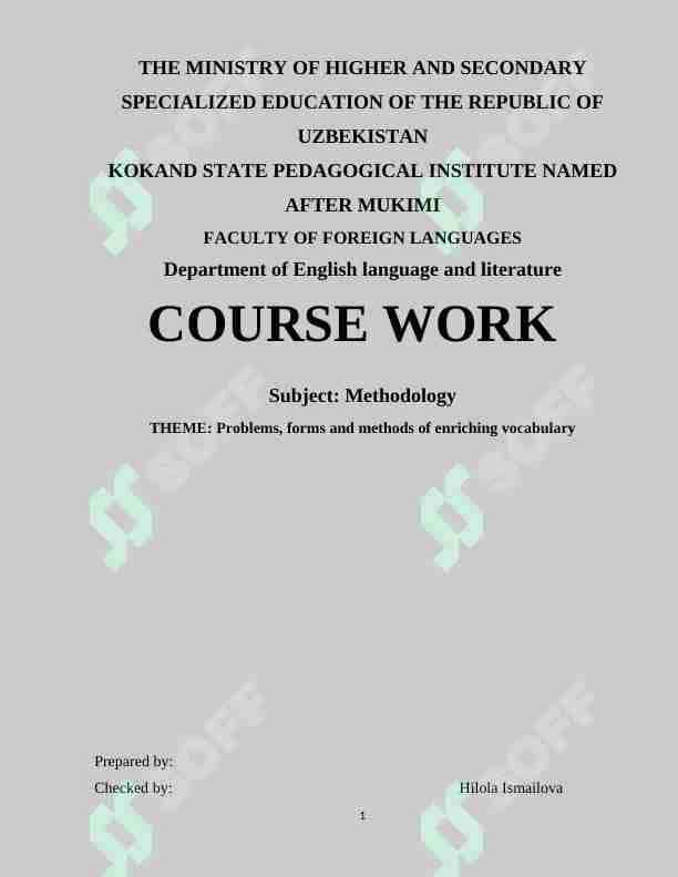 Problems, forms and methods of enriching vocabulary
