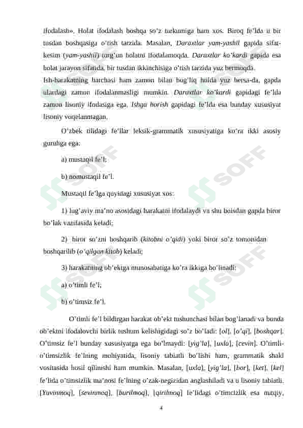 Fe'llarning ma'no turlari va uning ta'lim bosqichlari darsliklarda berilishi 4