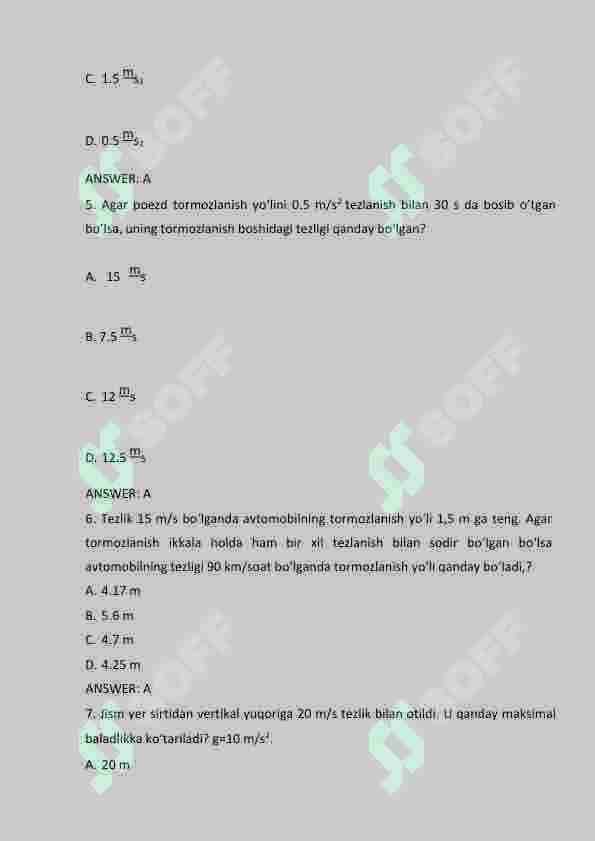 Fizika 224 talik test. Yakuniy savollati TATU. 2