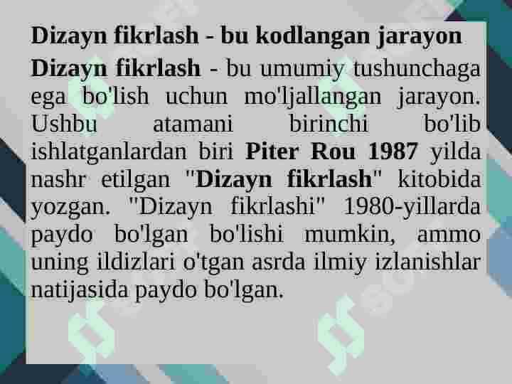 Fikrlash dizayni (“Design thinking”). 2
