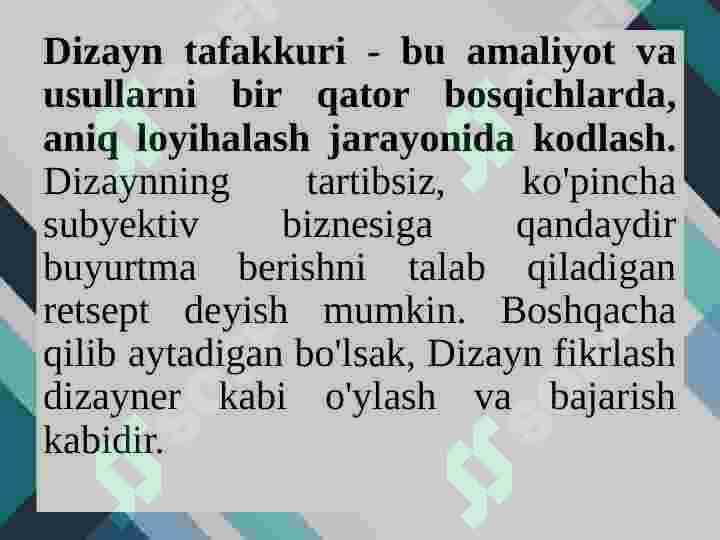 Fikrlash dizayni (“Design thinking”). 4