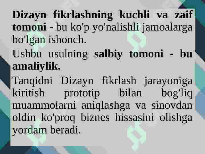 Fikrlash dizayni (“Design thinking”). 8
