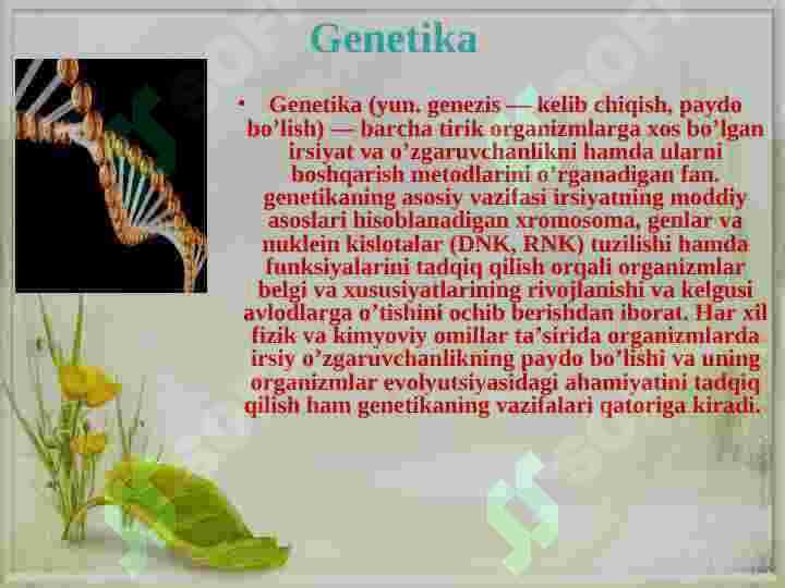 Tabiiy fanlar tizimida genetikaning o’rni 4