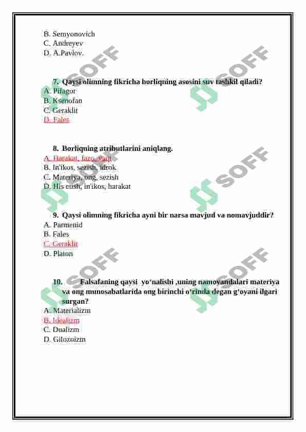 Ontologiya (borliq) test 2