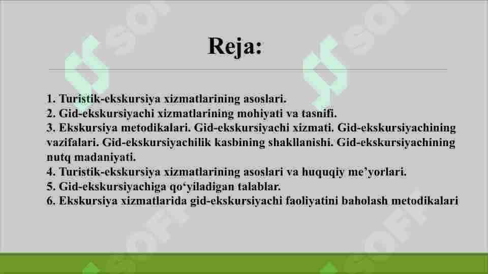 Gid-ekskursiya xizmatlarini amalga oshirish jarayonlari 2