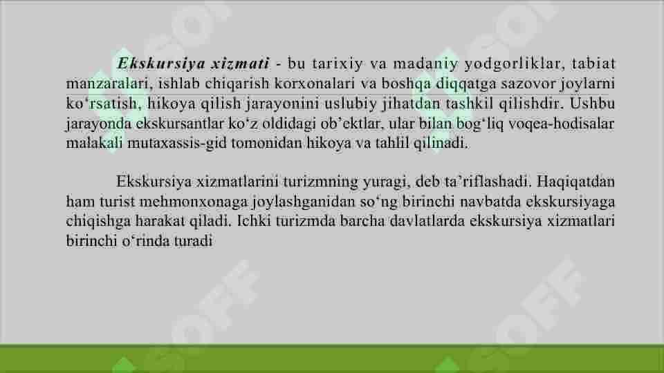 Gid-ekskursiya xizmatlarini amalga oshirish jarayonlari 7