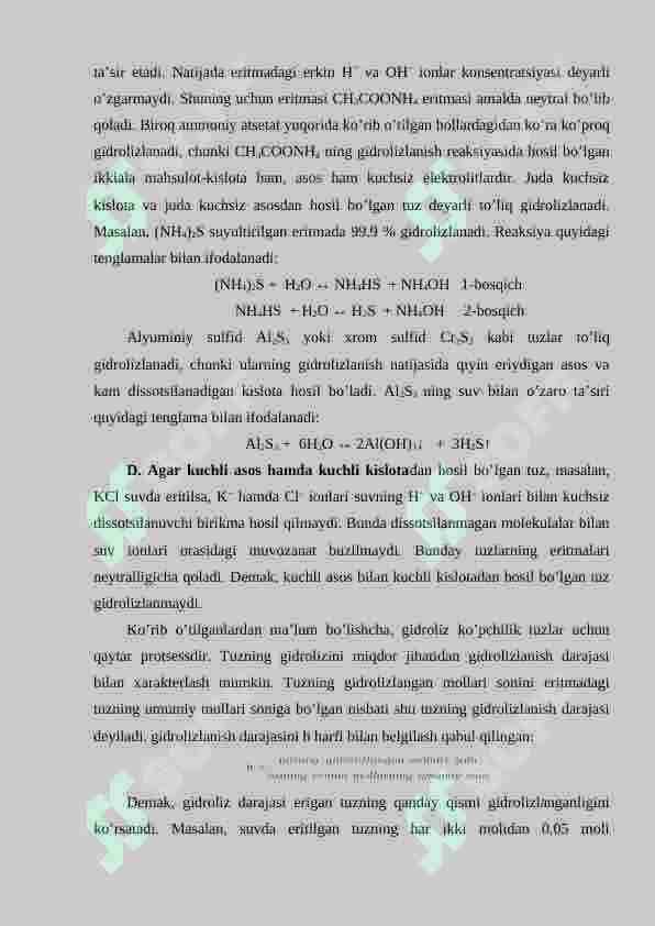 Tuzlarning Gidrolizi 5