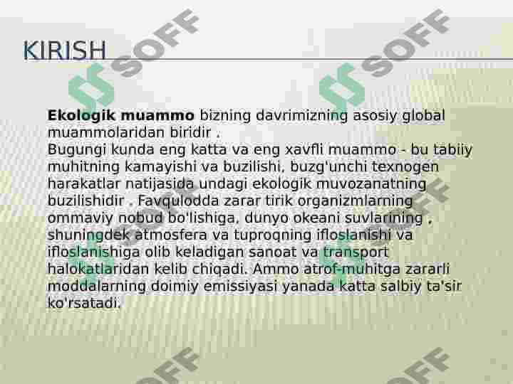 Global ekologik muammo. 3