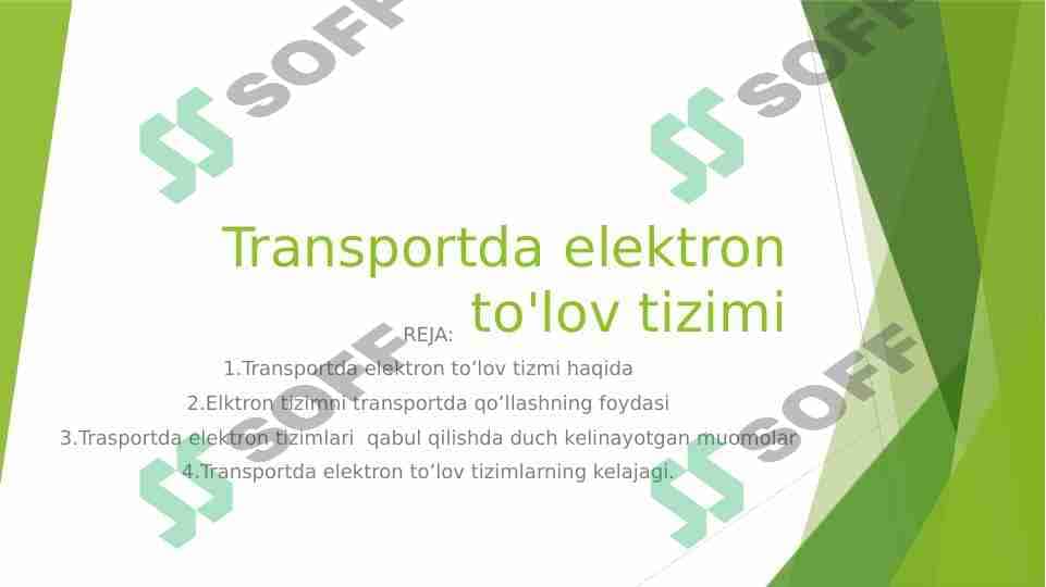 Transportda elektron to'lov tizimi