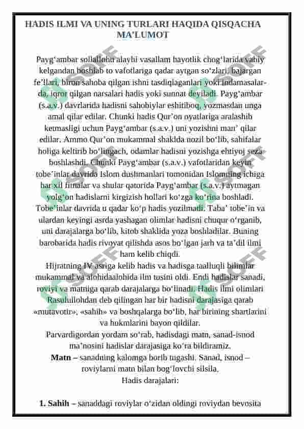 Hadis va uning turlari 2