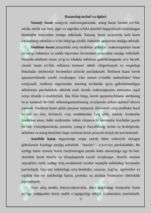 Hazm tizimi filogenezi va buzilishlari 2