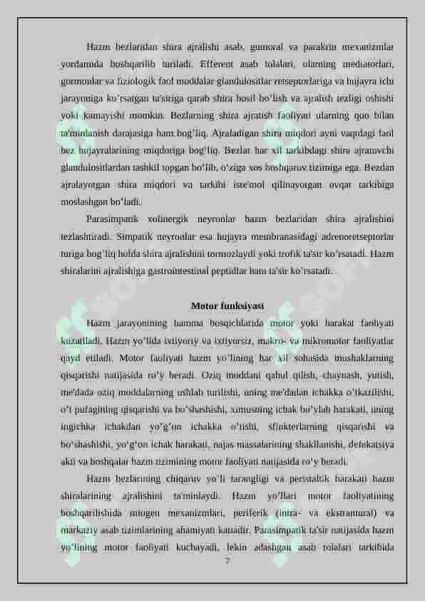 Hazm tizimi filogenezi va buzilishlari 7