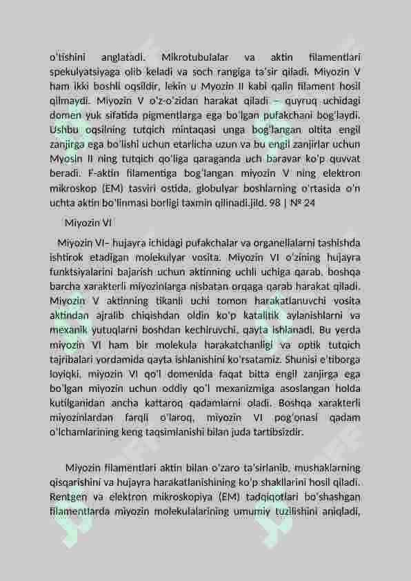Miozin oqsili. Miozin oqsili turlari 7
