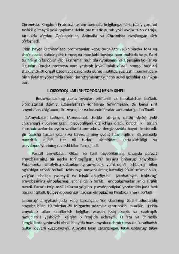 Bir hujayrali hayvonlar va ularning sinflari 4