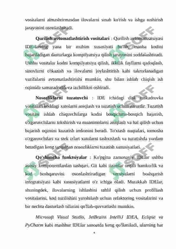 Dasturlar ishlab chiqishda IDE muhitlari 4