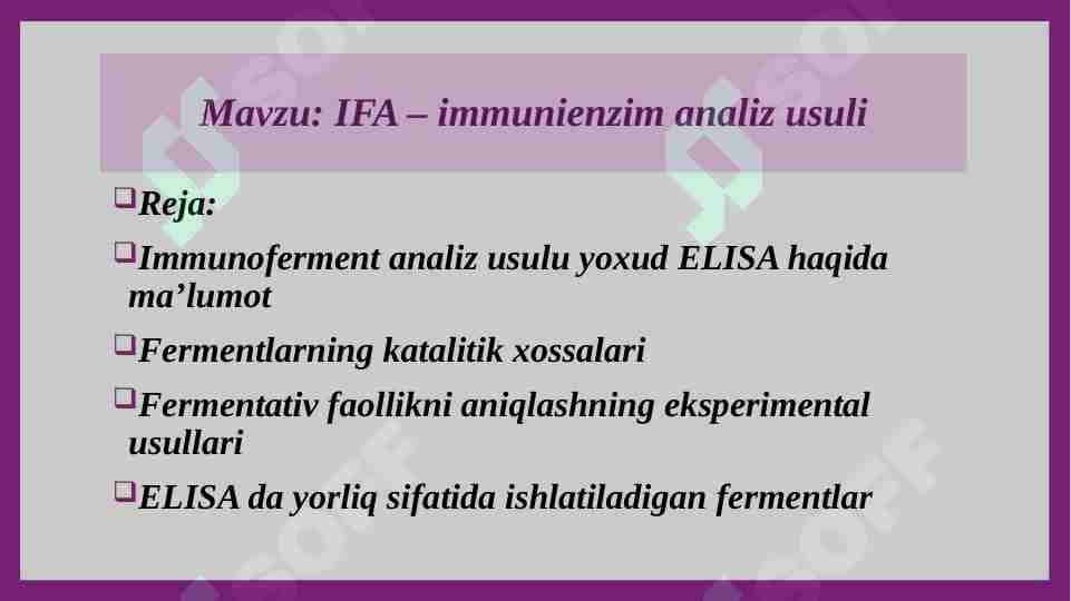 IFA – immunienzim analiz usuli