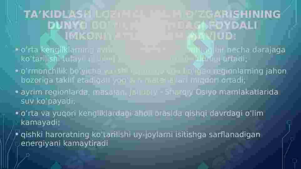 IQLIM O‘ZGARISHI. 7