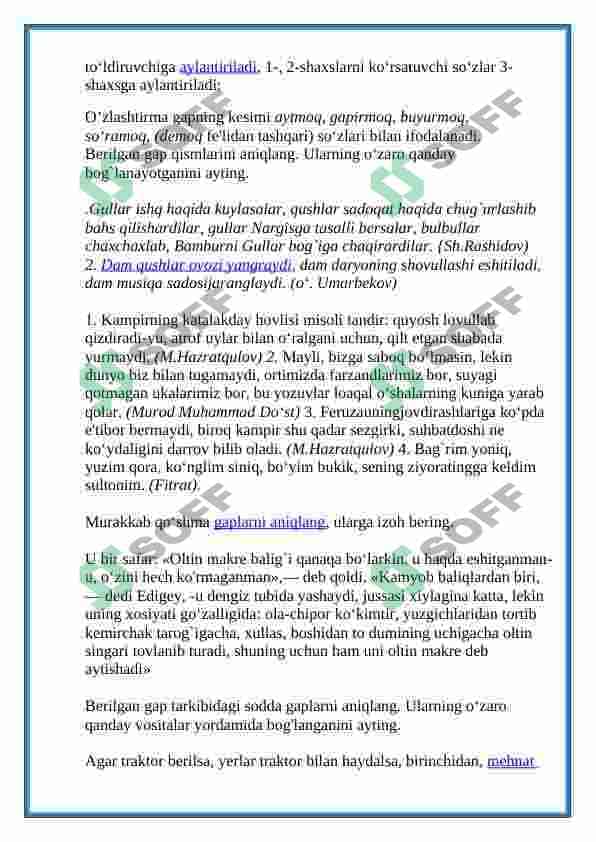 Ko'chirma va qo'shma gaplar tushunchasi 4
