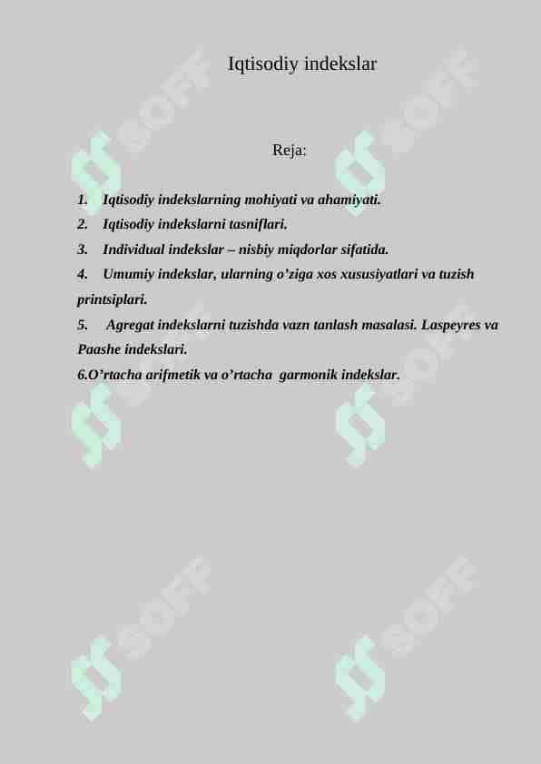 Iqtisodiy indekslar