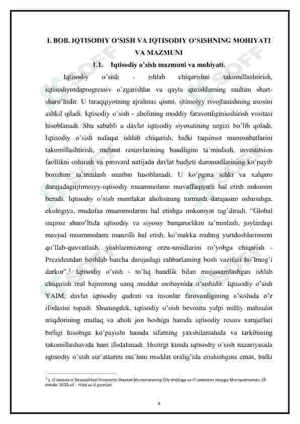 Iqtisodiy o'sishning hozirgi zamon shakli va uning yangicha sifati 5