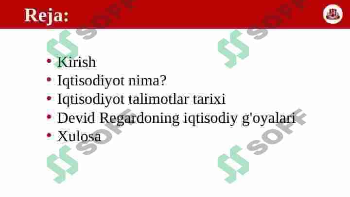 Devid Regardoning iqtisodiy g'oyalari 2