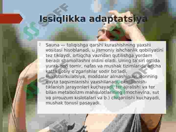 Issiqlikka adaptatsiya 2