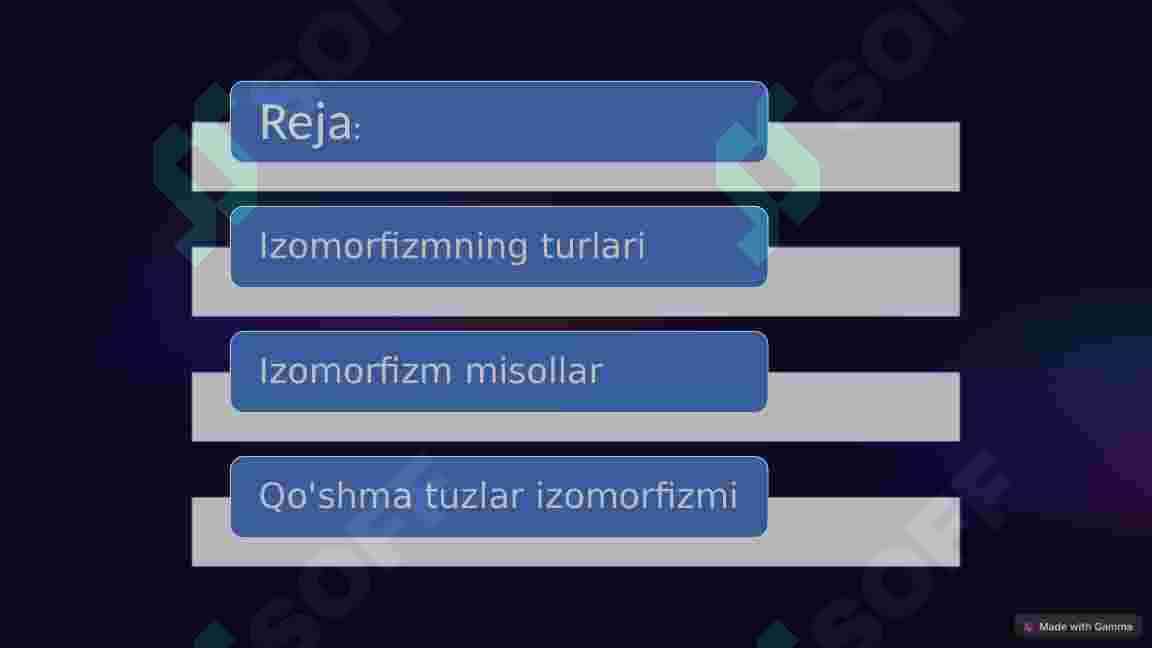 Izomorfizm nima? Uning turlari.  Izomorfizmga misol 2