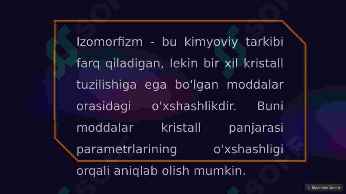 Izomorfizm nima? Uning turlari.  Izomorfizmga misol 3
