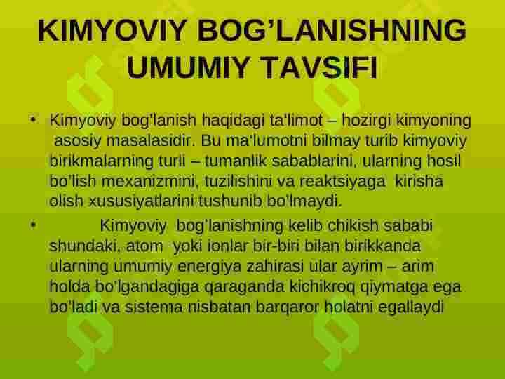 KIMYOVIY BOG’LANISH 3