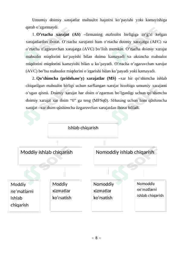 Ishlab chiqarish xarajatlari va ularni kamaytirish yo'llari 8