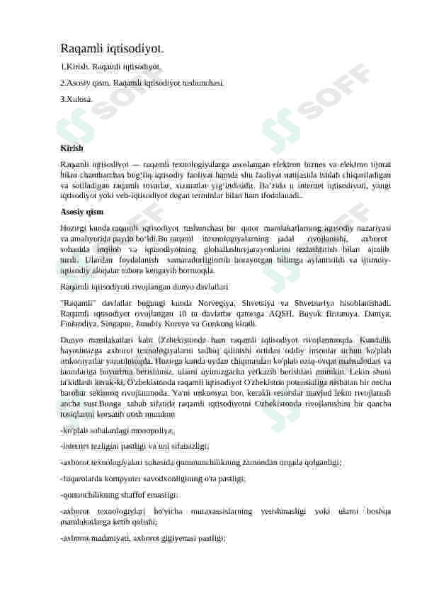 Raqamli iqtisodiyot. 2