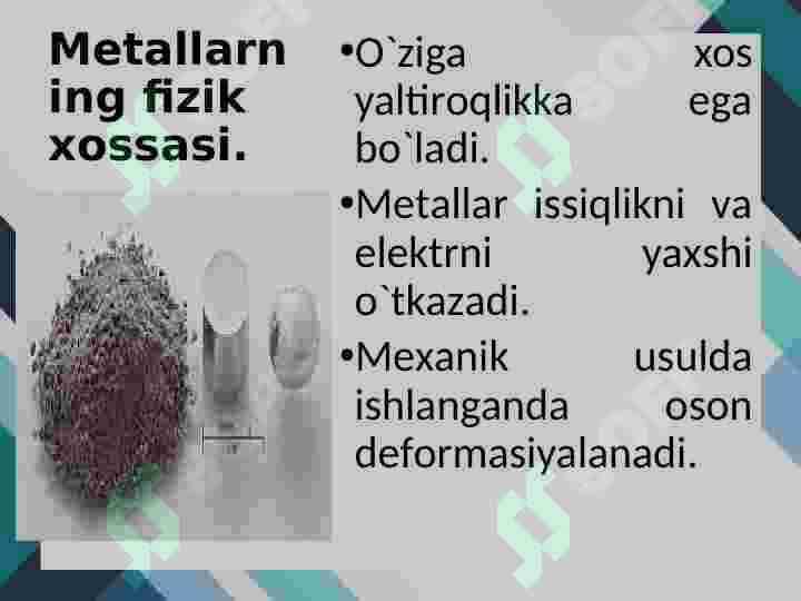 MЕTАLLАRNING UMUMIY XOSSALARI 4