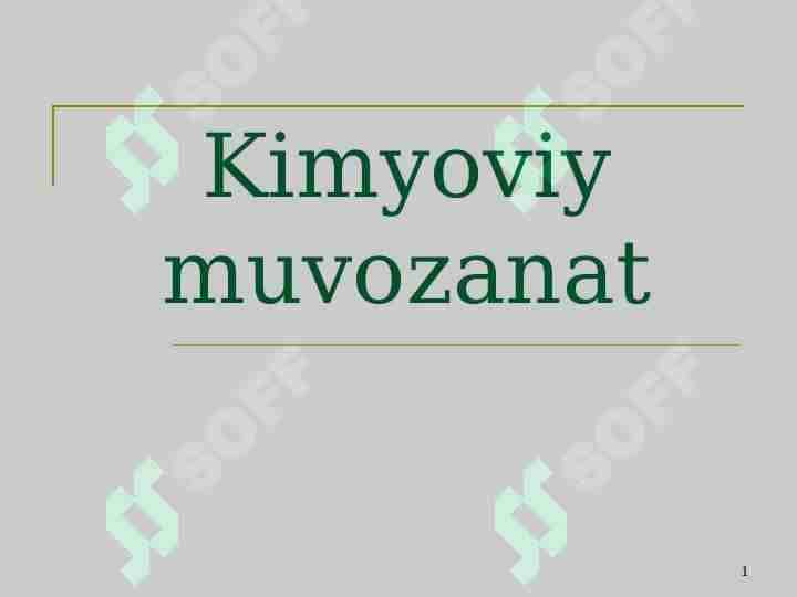 Kimyoviy muvozanat