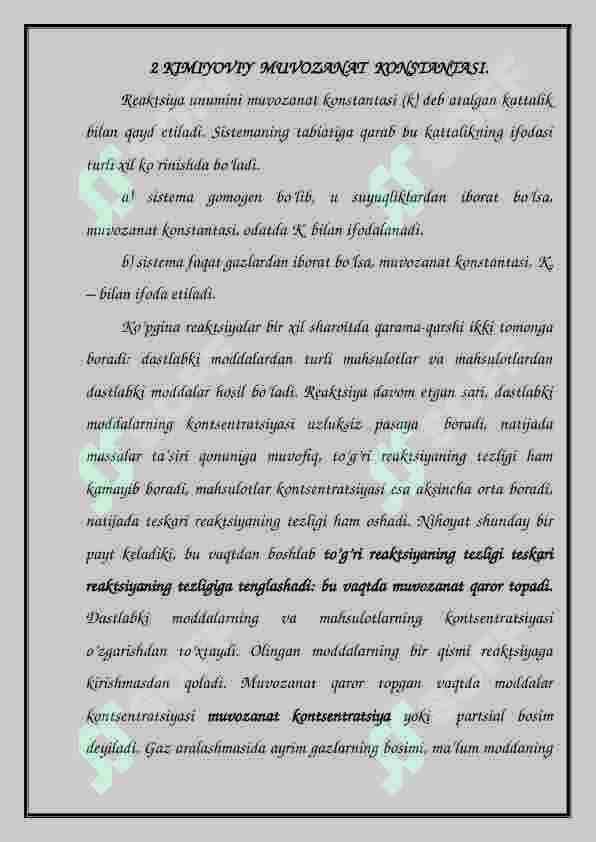 Kimyoviy muvozanat 5