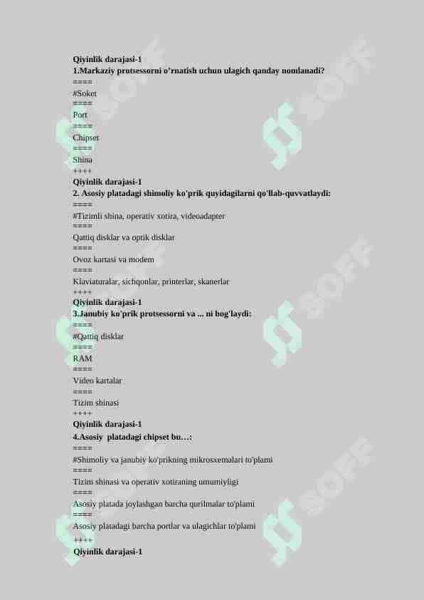 informatika fanidan 150 talik test javoblari bilan