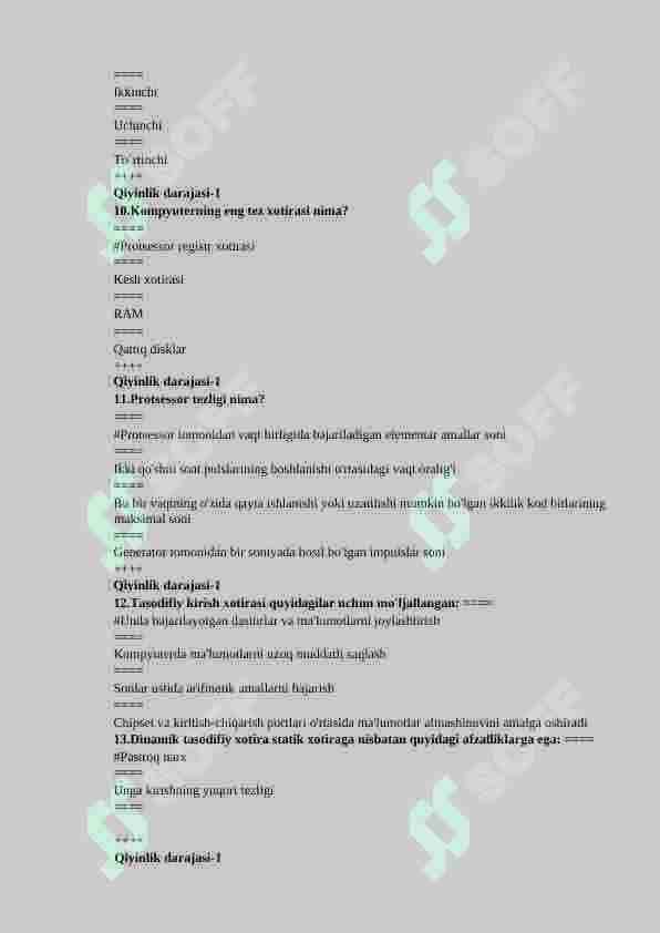 informatika fanidan 150 talik test javoblari bilan 3