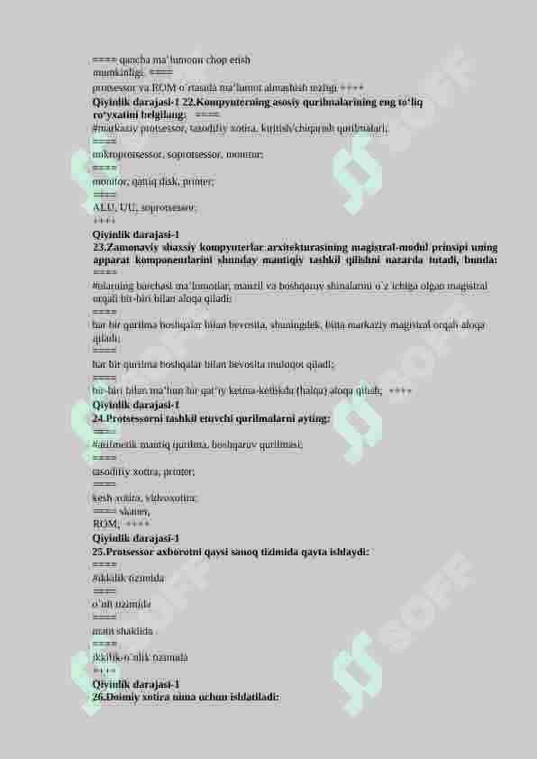 informatika fanidan 150 talik test javoblari bilan 6
