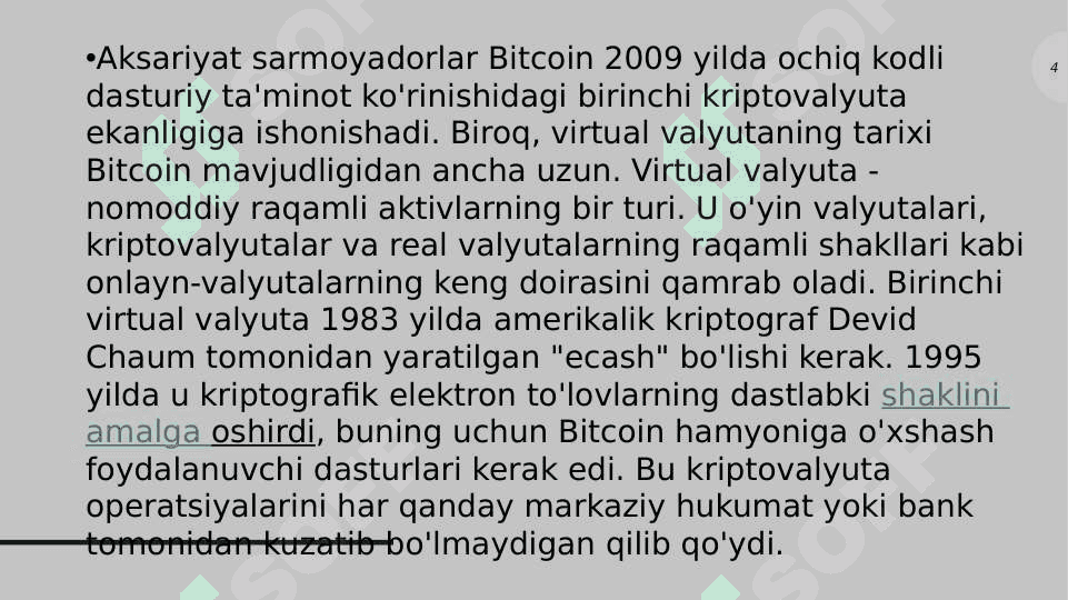 Kriptovalyutalar: tarixi va tasnifi. 4