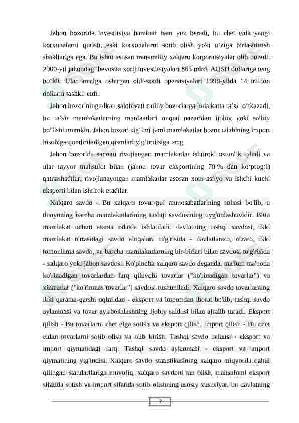 Jahon bozori va uning shakillari 7