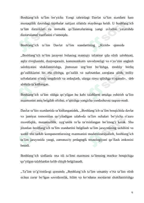 Boshlangʻich sinflarda ona tilini o'rgatishning mazmuni va vazifalarini takomillashtirish 6