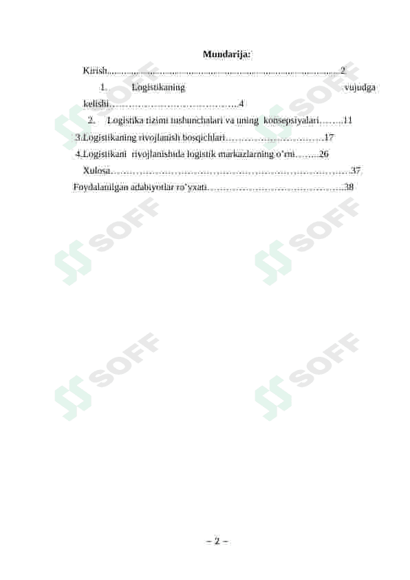 Logistikaning rivojlanish bosqichlari 2