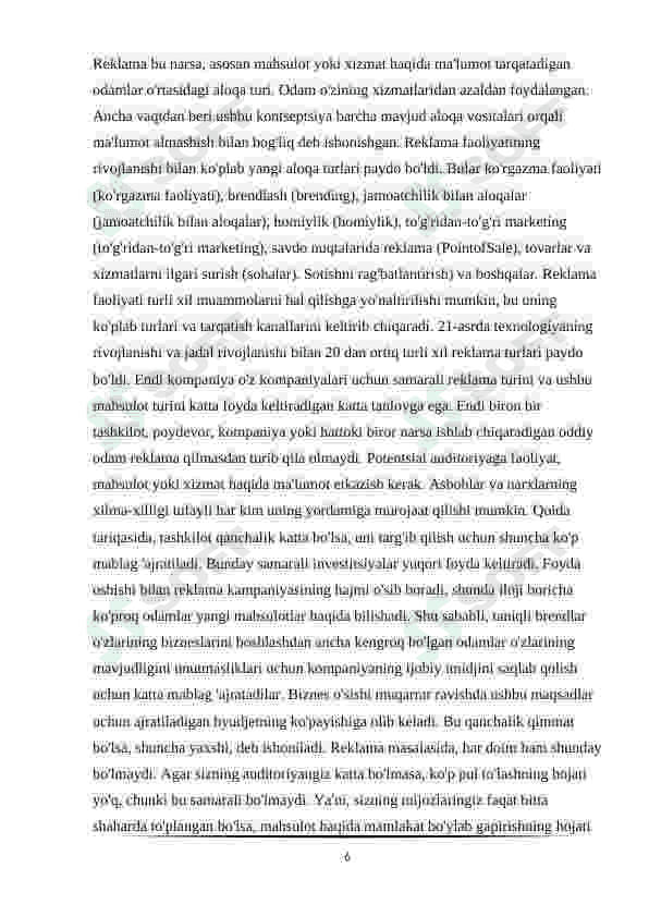 Korxonada marketing xizmati va uning tashkil qilinishi 6